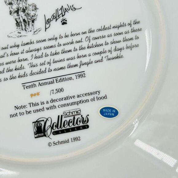 Lowell Davis Sheep COUNTRY CHRISTMAS 1992 Collector Plate Born On a Starry Night - Picture 7 of 8
